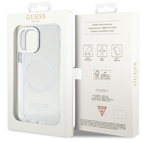 Etui Guess GUHMP12MHTRMS iPhone 12/12 Pro 6.1" srebrny/silver hard case Metal Outline Magsafe Case