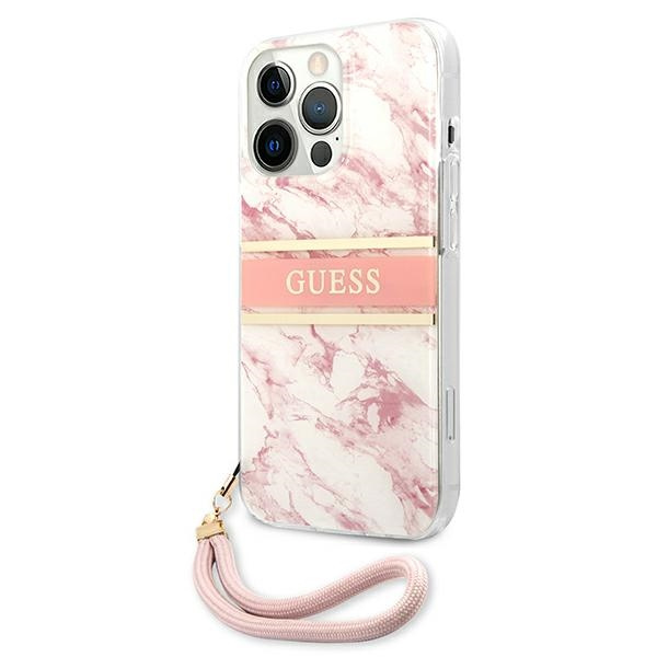 Etui GUESS Apple iPhone 13 Pro Max Marble Strap Collection Różowy Hardcase