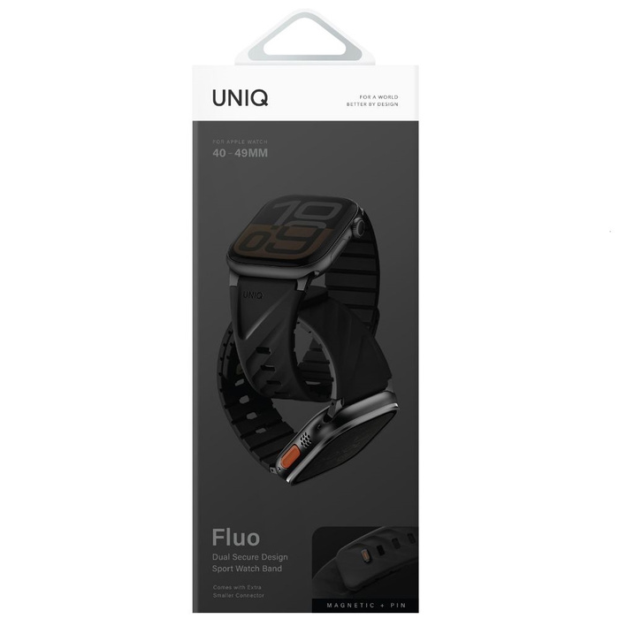 Pasek UNIQ Fluo Apple Watch 49/46/45/44/42/41/40mm Magnetic Czarny