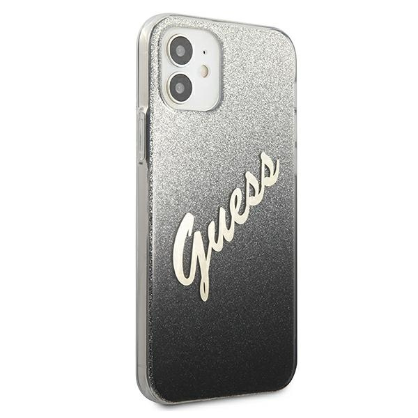Etui GUESS Apple iPhone 12 Mini Glitter Gradient Script Czarny Hardcase