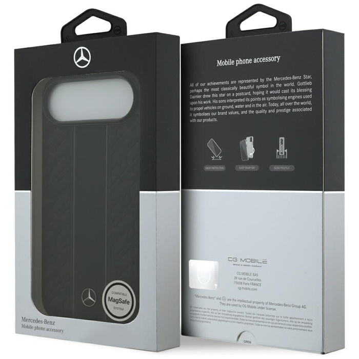 Etui Mercedes Leather Laurel Leaves      Stripes MagSafe do iPhone 17 Air czarny