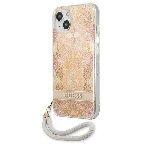 Etui GUESS Apple iPhone 13 Mini Flower Strap Złoty Hardcase