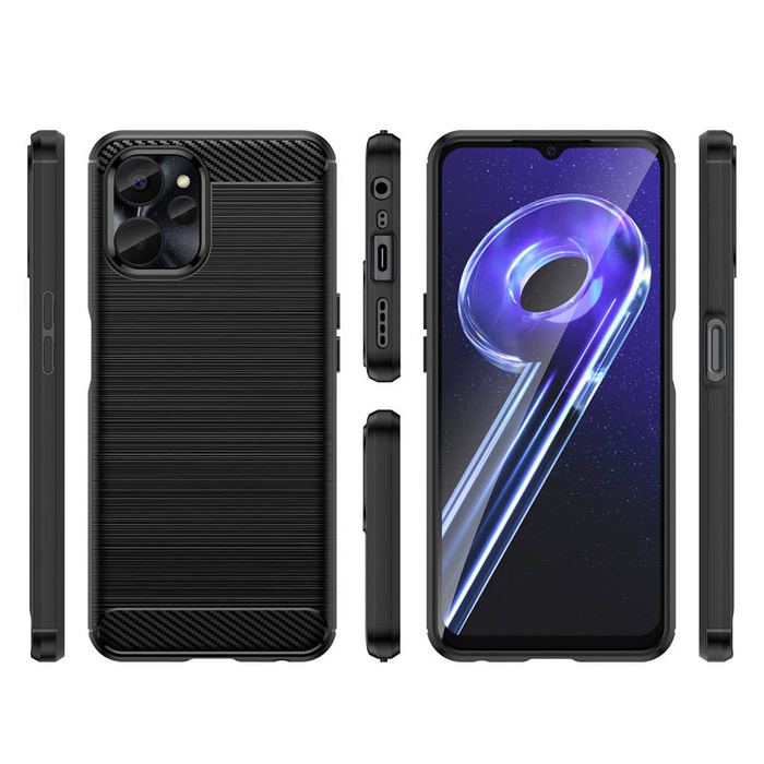Etui Carbon Case etui do Realme 10 5G / Realme 9i 5G elastyczny silikonowy karbonowy pokrowiec czarne Case