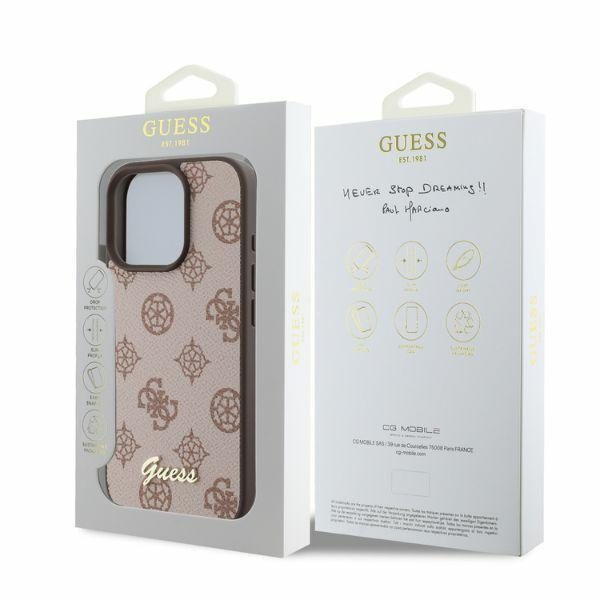 Etui Guess iPhone 16 Pro brązowy/brown HC MagSafe PU Peony Script