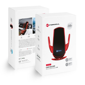 Uchwyt na telefon do samochodu indukcyjny automatyczny Forcell F-Grip HS1 Qi 15W do szyby / kratki czerwony