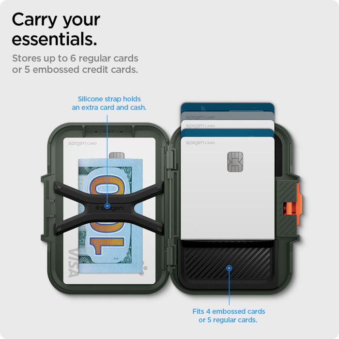 PORTFEL MAGASEF SPIGEN LOCK FIT UNIWERSALNY CARD HOLDER KHAKI ZIELONY