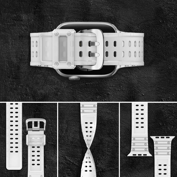 Pasek Strap Triple Protection pasek Apple Watch Ultra, SE, 8, 7, 6, 5, 4, 3, 2, 1 (49, 45, 44, 42  mm) opaska bransoleta przezroczysty