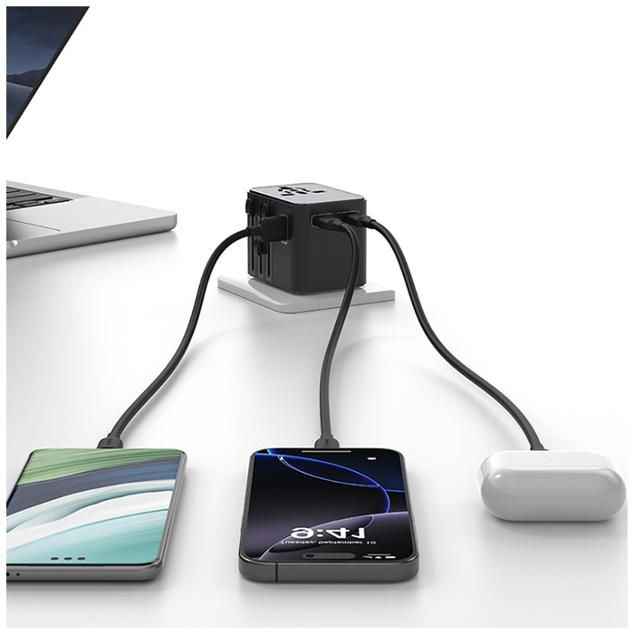 Ładowarka sieciowa USAMS Travel Adapter  CC309 2xUSB-C 25W 4w1 US/AU/EU/UK czarny