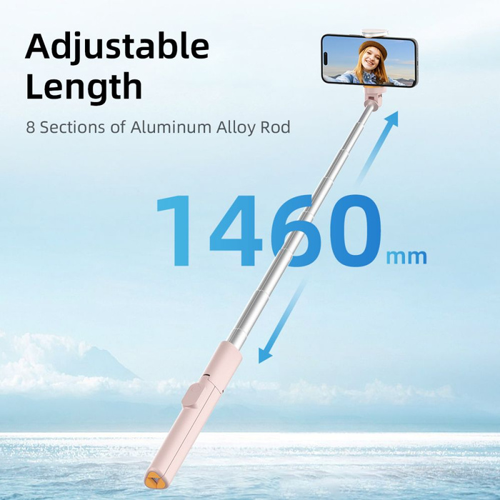 SELFIE STICK STATYW TECH-PROTECT BLUETOOTH RÓŻOWY L09S
