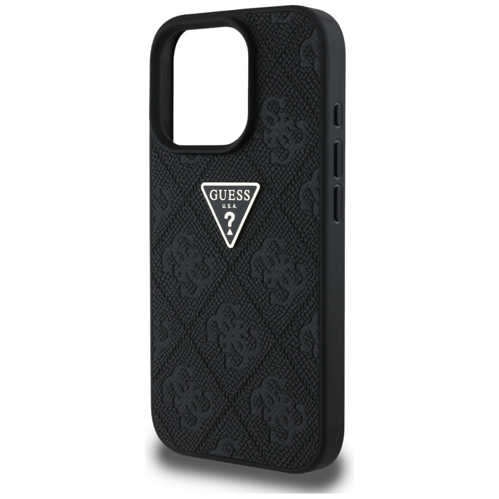 Etui Guess Hot Stamp 4G Pattern Triangle  Metal Logo do iPhone 16 Pro Max czarny