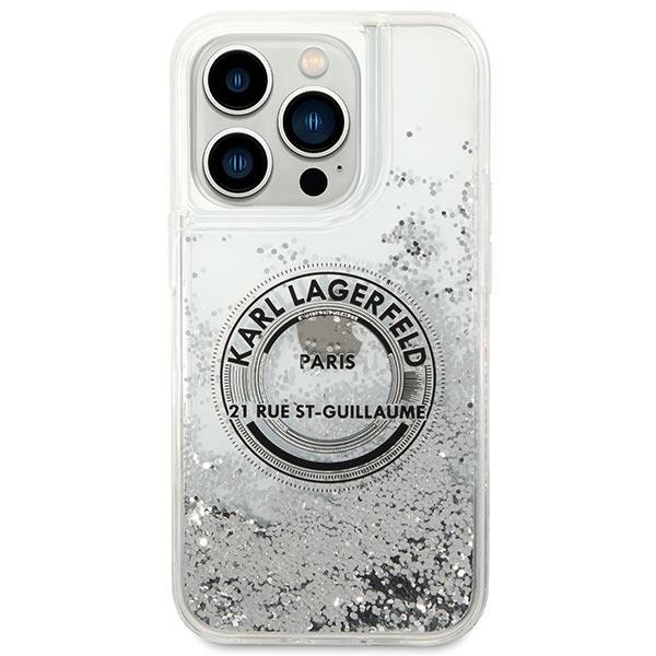 ETUI Karl Lagerfeld iPhone 14 Pro 6,1" srebrny/silver hardcase Liquid Glitter RSG