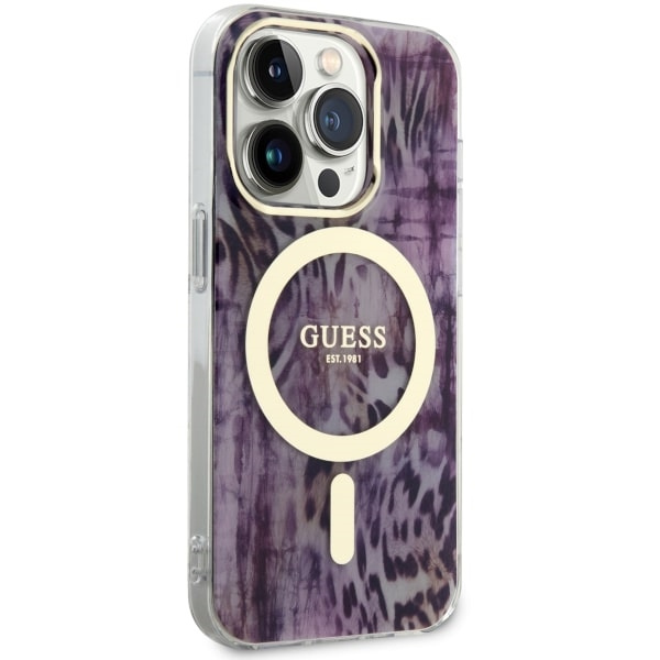 Etui Guess GUHMP14XHLEOPWP iPhone 14 Pro Max 6.7" różowy/pink hardcase Leopard MagSafe Case