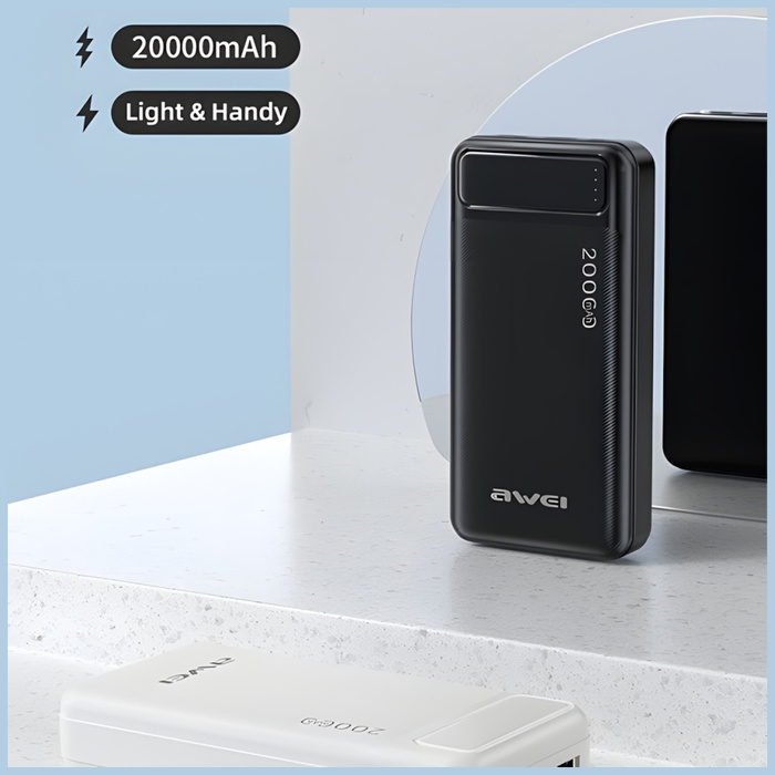AWEI PowerBank P6K 20000mAh czarny/black 2xUSB/PD/Micro-USB