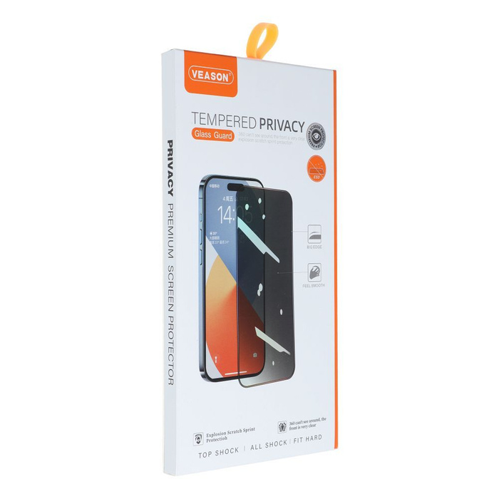 Szkło Hartowane 6D Pro Veason Privacy Glass - do Iphone 13 Pro / 14 czarny