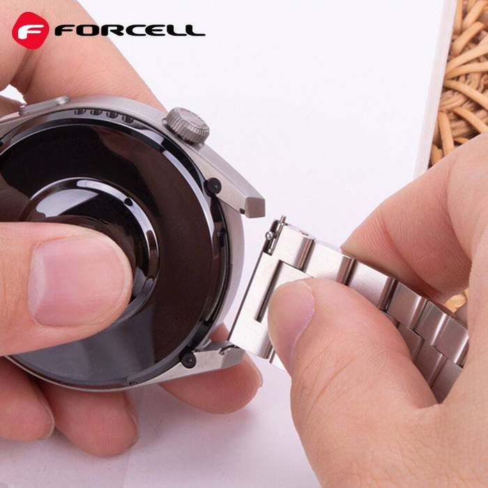 Pasek do Samsung Galaxy Watch Forcell F-Design FS06 zatrzask stal 20 mm srebrny
