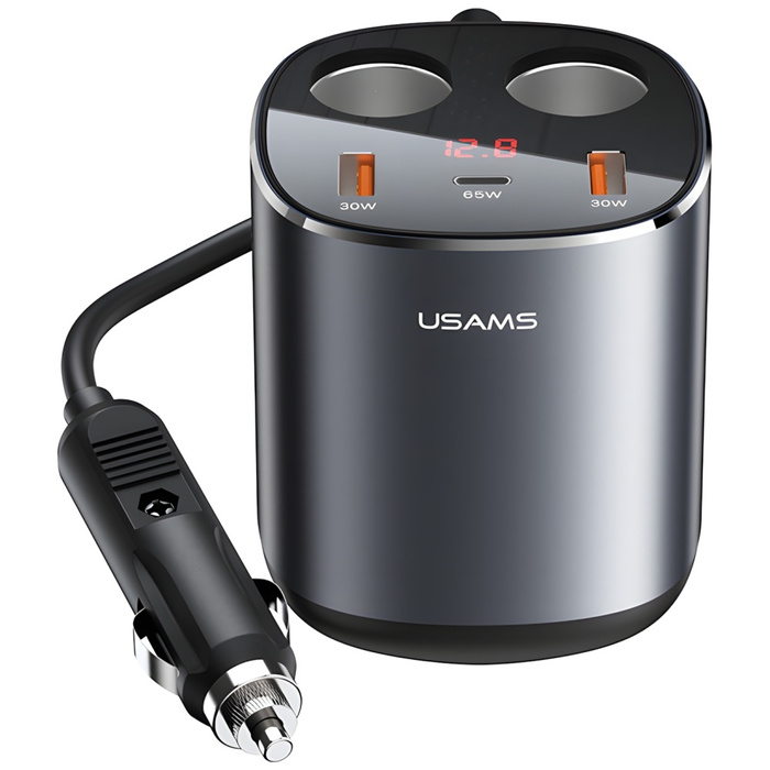 USAMS Rozgałęźnik samochodowy 2xUSB-A/ 1xUSB-C C28 245W szary/grey CC151TC01 (US-CC151)