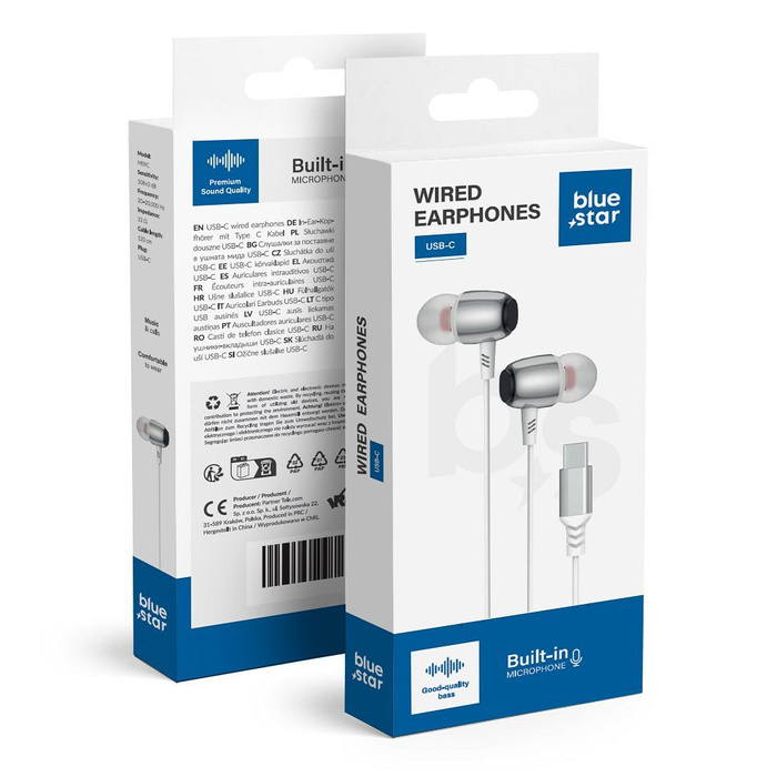 Słuchawki przewodowe douszne USB C (DAC) Blue Star M09C 1,2 m białe