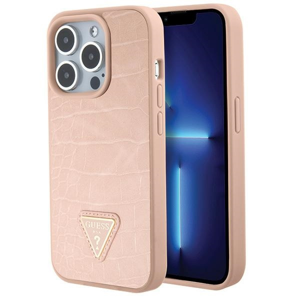 Etui Guess GUHCP15XPCRTHCP iPhone 15 Pro Max różowy/pink hardcase Croco Triangle Metal Logo Case