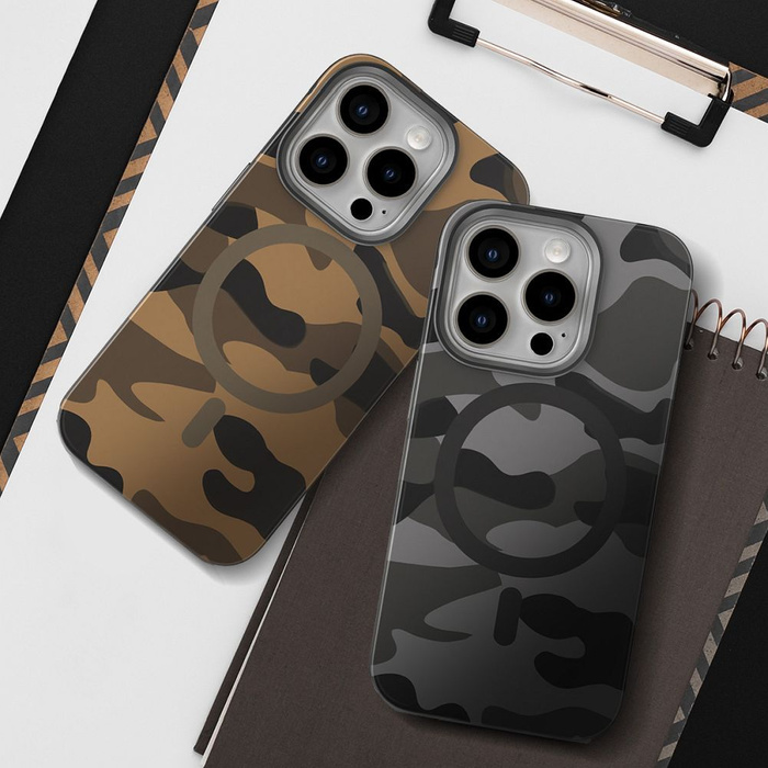 Etui na iPhone 16 PRO MAX Forcell F-Protect Levels Dual Layer 4D technology zgodny z MagSafe Military Drop-Test desert camo