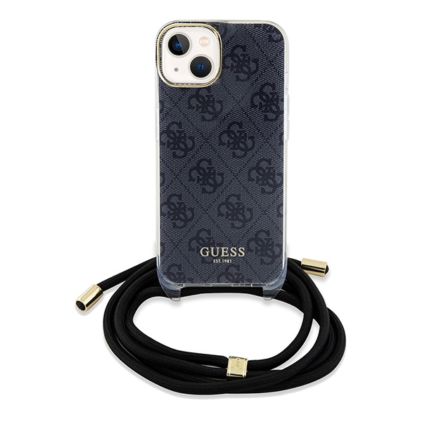 Etui Guess GUHCP15SHC4SEK iPhone 15 / 14 / 13 6.1" czarny/black hardcase Crossbody Cord 4G Print Case