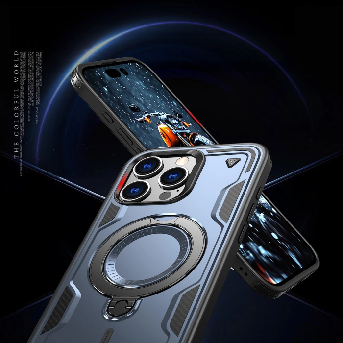 Etui Hybrid Armor Trendy z MagSafe na iPhone 16 Pro  - niebieskie