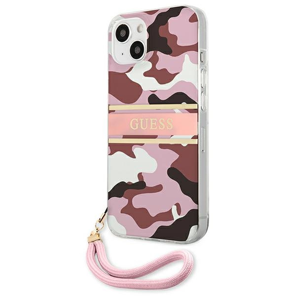 Etui GUESS Apple iPhone 13 Mini Camo Strap Collection Różowy Hardcase