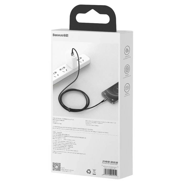 [PO ZWROCIE] Baseus Tungsten kabel USB - Lightning 2,4 A 2 m czarny (CALWJ-A01)