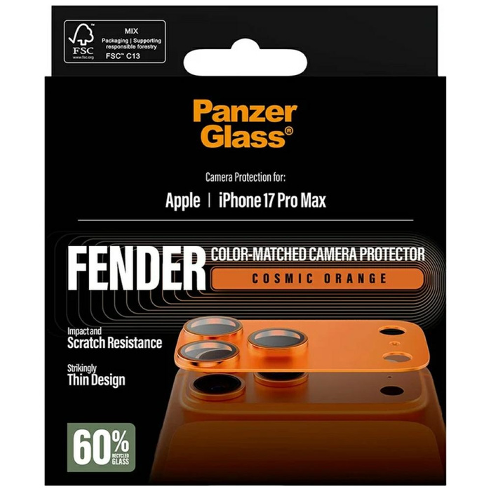 Szkło hartowane na obiektyw PanzerGlass  Fender Camera Protector do iPhone 17 Pro Max pomarańczowy