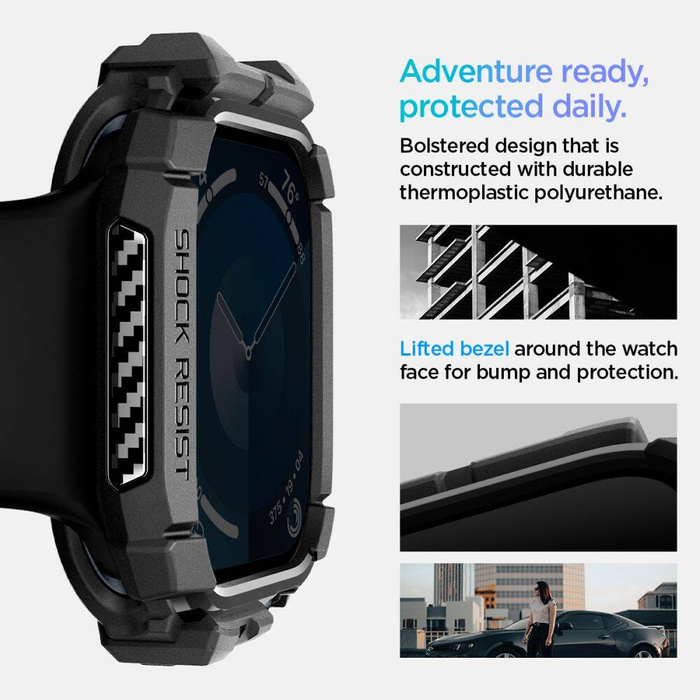 ETUI SPIGEN RUGGED ARMOR APPLE WATCH 10 (42 MM) MATTE BLACK
