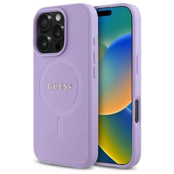 Etui Guess iPhone 16 Pro Max 6.9" fioletowy/purple harcase Saffiano MagSafe