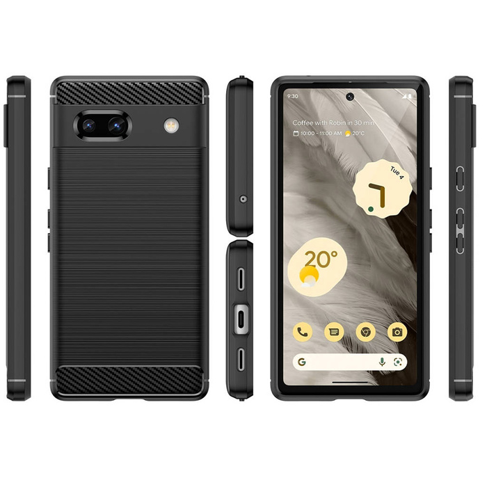 Etui Carbon Case etui Google Pixel 7A elastyczny silikonowy karbonowy pokrowiec czarne Case