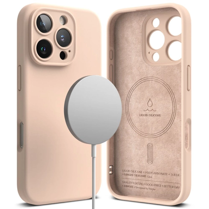 Etui RINGKE SILICONE MAGNETIC MAGSAFE IPHONE 16 PRO MAX PINK SAND
