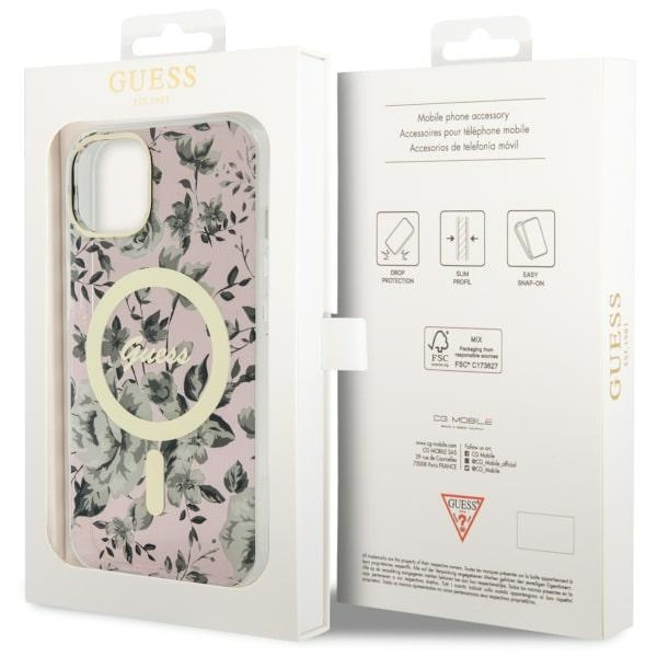 Etui Guess GUHMP14SHCFWSP iPhone 14 6.1" różowy/pink hardcase Flower MagSafe Case