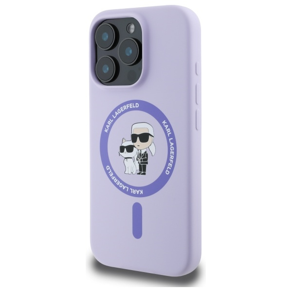 Etui Karl Lagerfeld iPhone 16 Pro fioletowy/purple HC MagSafe Silicone KC Heads Ring