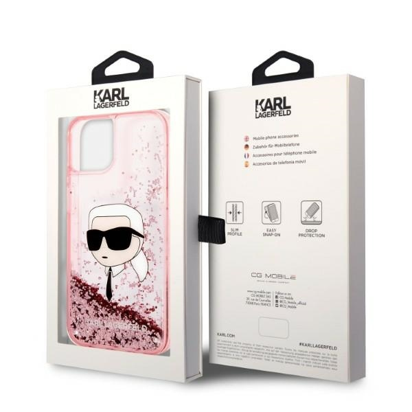 Etui KARL LAGERFELD Apple iPhone 14 Plus Glitter Karl Head Różowy Hardcase