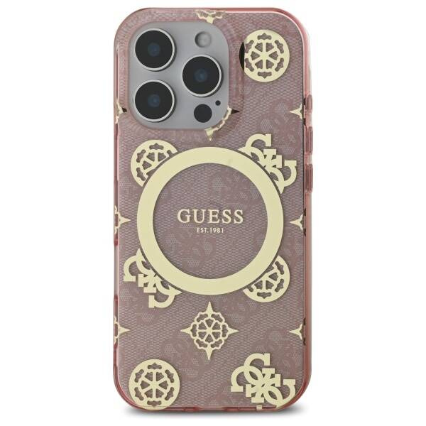 Etui Guess iPhone 16 Pro Max  6.9" różowy/pink hardcase IML Peony On 4G Background MagSafe
