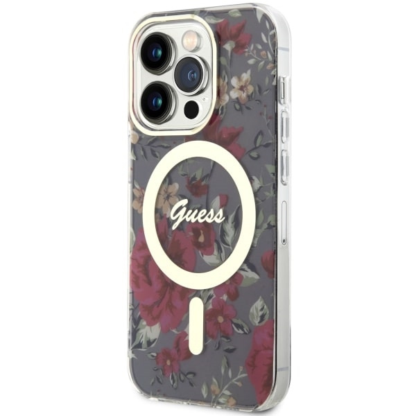 Etui Guess GUHMP14LHCFWSA iPhone 14 Pro 6.1" zielony/khaki hardcase Flower MagSafe Case