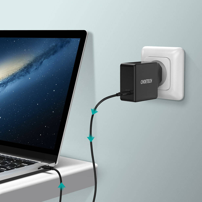 Choetech szybka ładowarka sieciowa USB Typ C PD 60W 3A czarny (Q4004-EU)