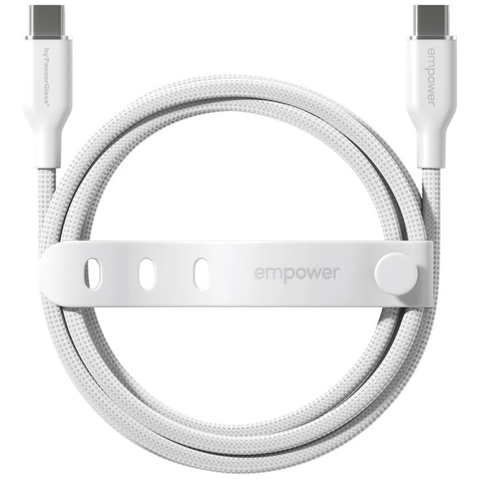 Kabel empower by PanzerGlass Racing 60W  USB-C do USB-C 2m srebrno-biały