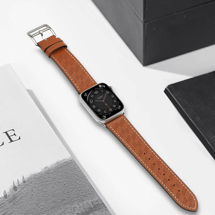 Pasek Strap Leather skórzany pasek Apple Watch Ultra, SE, 8, 7, 6, 5, 4, 3, 2, 1 (49, 45, 44, 42  mm) opaska bransoleta brązowy
