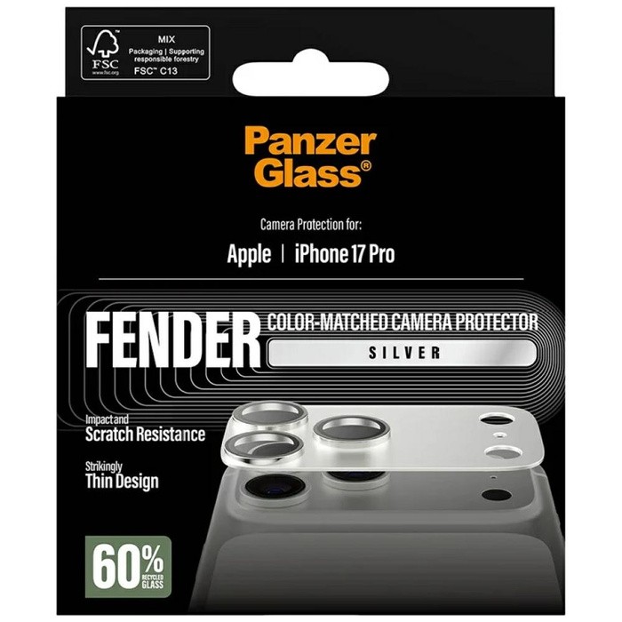 Szkło hartowane na obiektyw PanzerGlass  Fender Camera Protector do iPhone 17 Pro srebrny