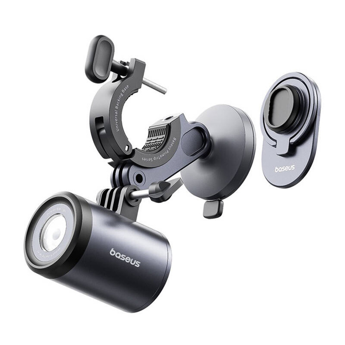 Uchwyt rowerowy Baseus PrimeTrip 2 w 1, uchwyt na telefon + latarka (czarny)