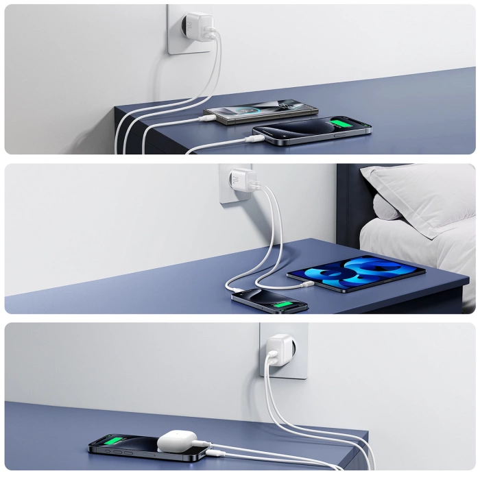 Ładowarka Joyroom JR-TCF12 sieciowa 2x USB-C 20W PD / QC 3.0 - biała