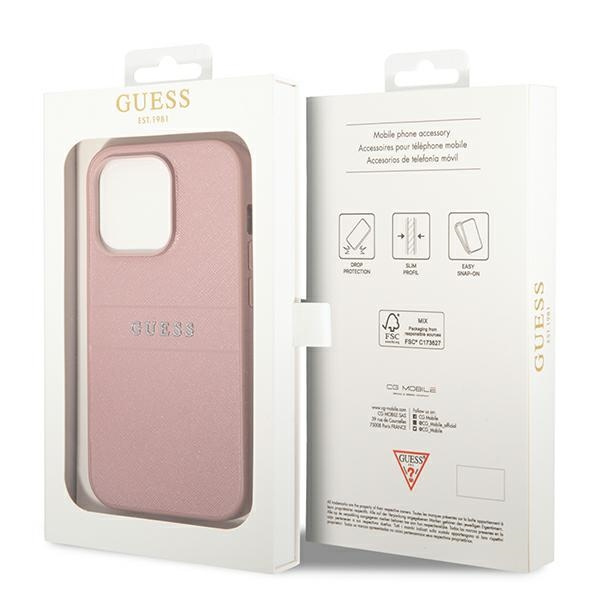 Etui GUESS Apple iPhone 14 Pro Saffiano Strap Różowy Case