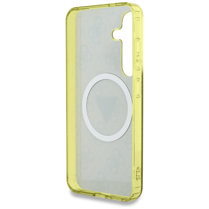 Etui Guess 4G Glitter Triangle Buttons    MagSafe do Samsung Galaxy S25 brązowy