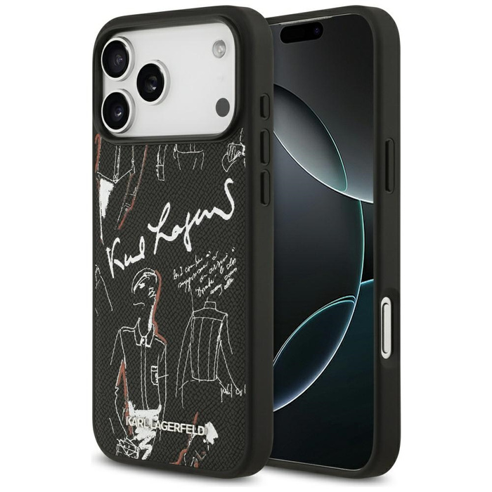 Etui Karl Lagerfeld Grained Pattern &    Logo MagSafe do iPhone 17 Pro Max czarny