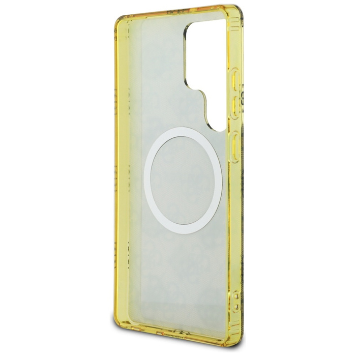 Etui Guess 4G Background Gold             Electroplated Peony Pattern MagSafe do Samsung Galaxy S25 Ultra brązowy