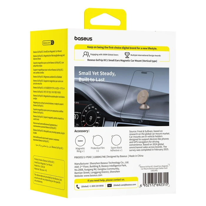 Uchwyt magnetyczny Baseus GoTrip DC1 kompatybilny z MagSafe na szybę/deskę rozdzielczą - złoty