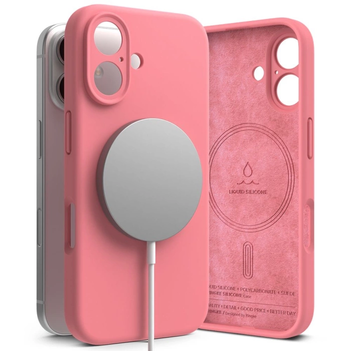 Etui RINGKE SILICONE MAGNETIC MAGSAFE IPHONE 16 PINK