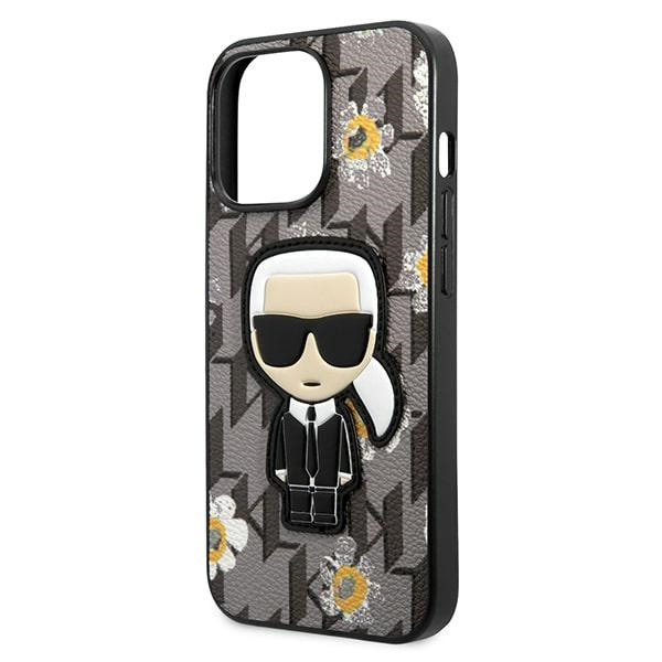 Etui KARL LAGERFELD Apple iPhone 13 Pro Flower Ikonik Karl Szary Case